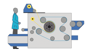 Incorporated Easy Feeding of the GTC 111-5400 - step 1: Front position of rewinder for easy loading of protection paper